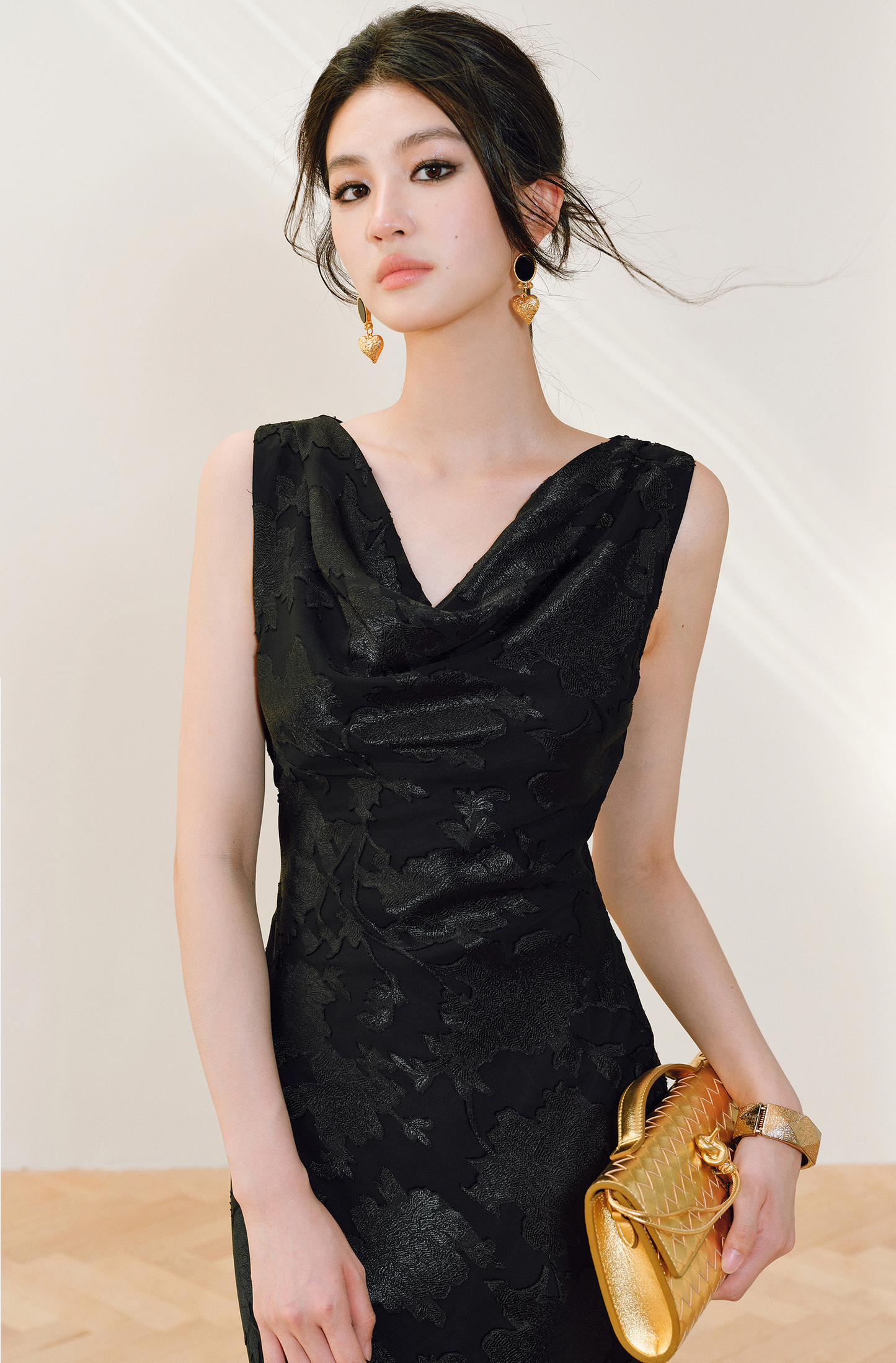 WANGXO |Swing Collar Long Fishtail Dress -CASSIANA.