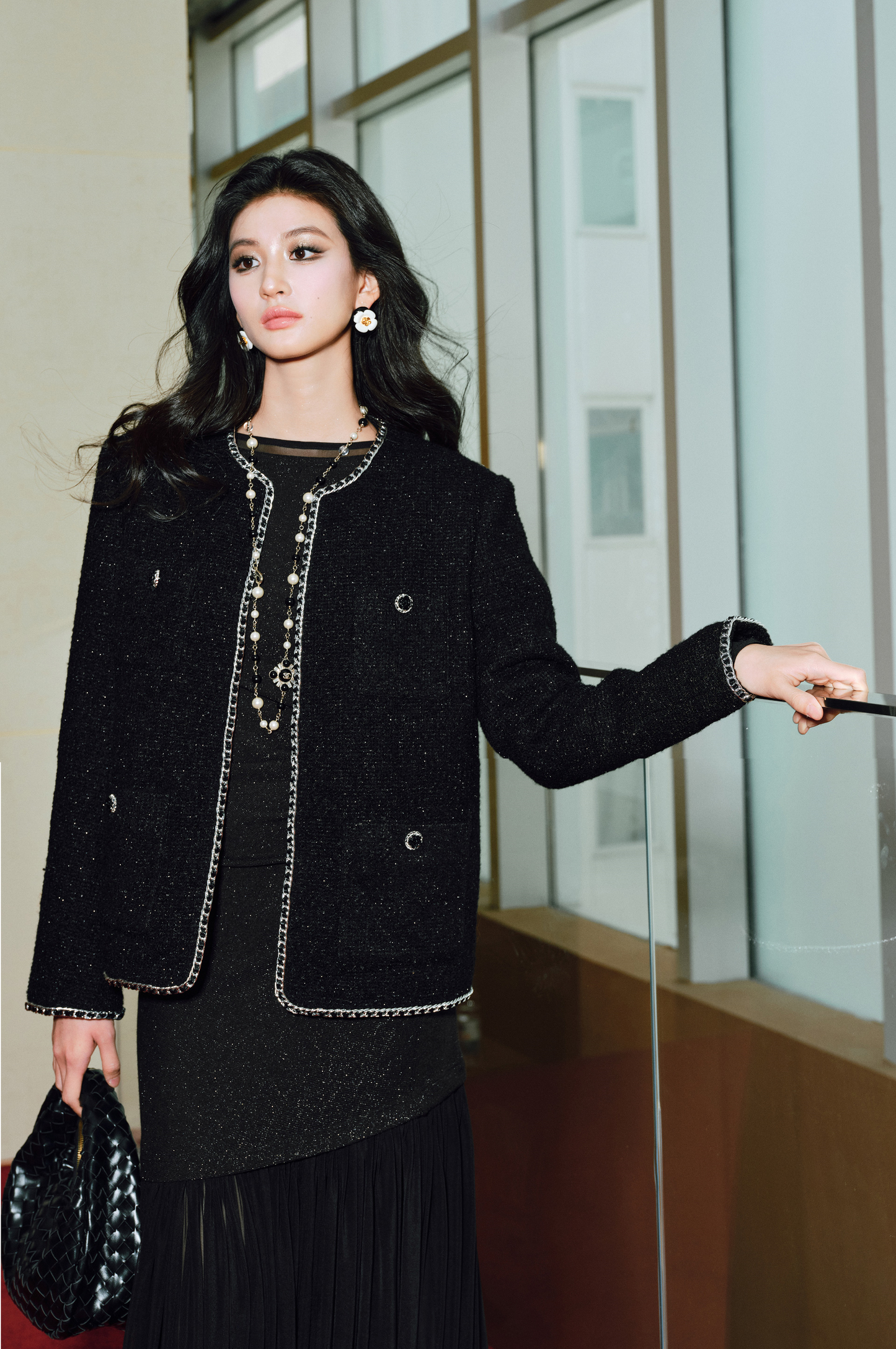 WANGXO | Silk Wool Tweed White Duck Down Jacket-ZAYA.