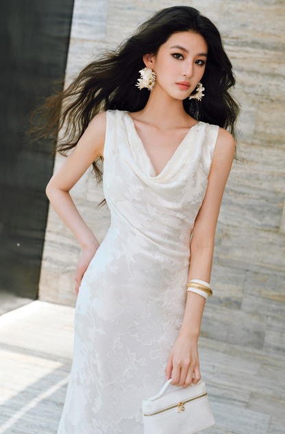 WANGXO |Swing Collar Long Fishtail Dress -CASSIANA.