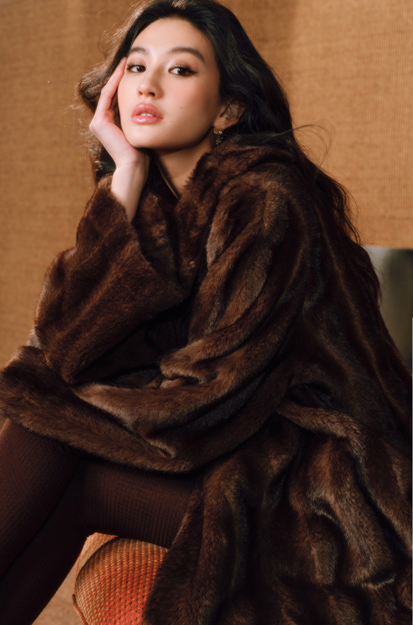 WANGXO | Tibetan Pas-Striped Mink Texture Belted Fur Coat -YUNI.