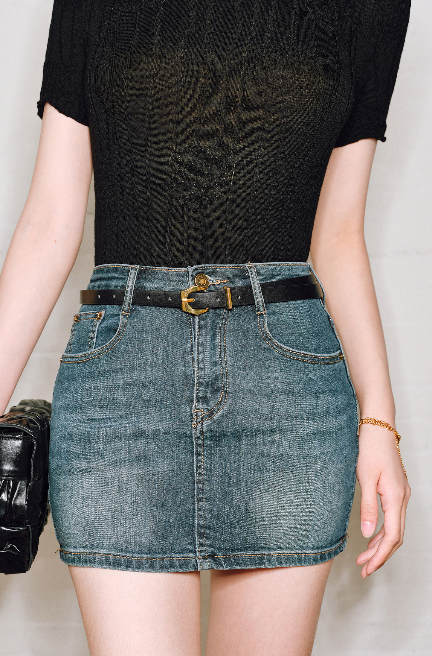 WANGXO | Denim High-Waisted Slim Anti-Ride Culottes Skirt-SERAPHINA.