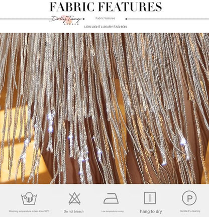 DOLLY Elegant Chest Wrap Glittering Tassel Tube Top Beaded Short Sexy Dress-LENORA  (V)