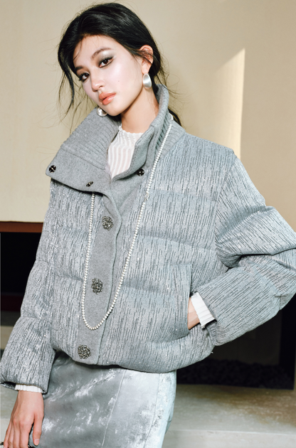 WANGXO Elegant Insulating Wool Gray Short jacket - EVE.