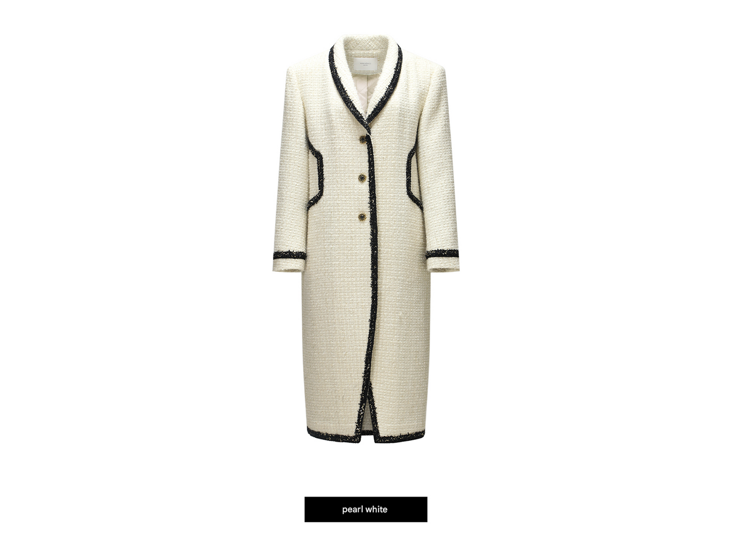 WANGXO | Embossed Shiny Onion Wool Tweed Long Coat with Shawl Collar - MYRA.