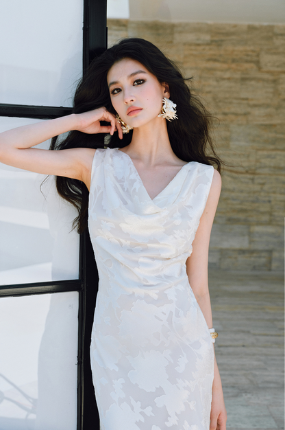 WANGXO |Swing Collar Long Fishtail Dress -CASSIANA.