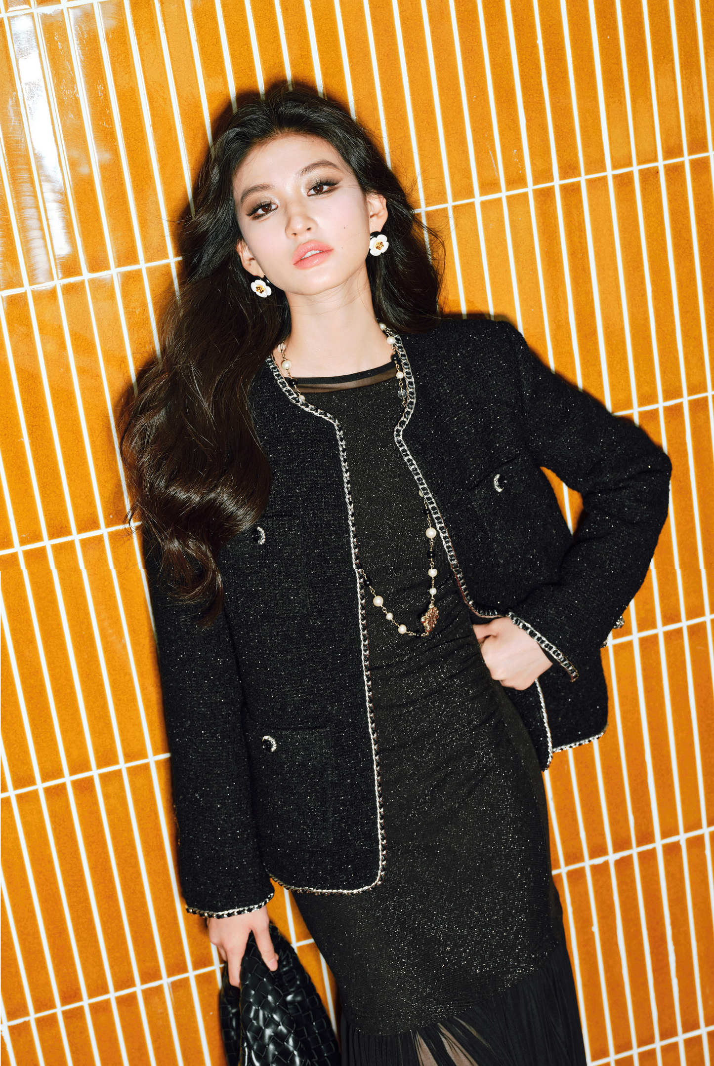 WANGXO | Silk Wool Tweed White Duck Down Jacket-ZAYA.