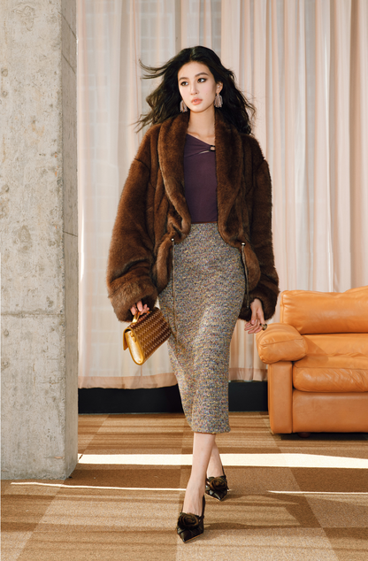 WANGXO | Heavy Industry Woven Colored Treasure Wool Straight Pencil Skirt - ZARA.