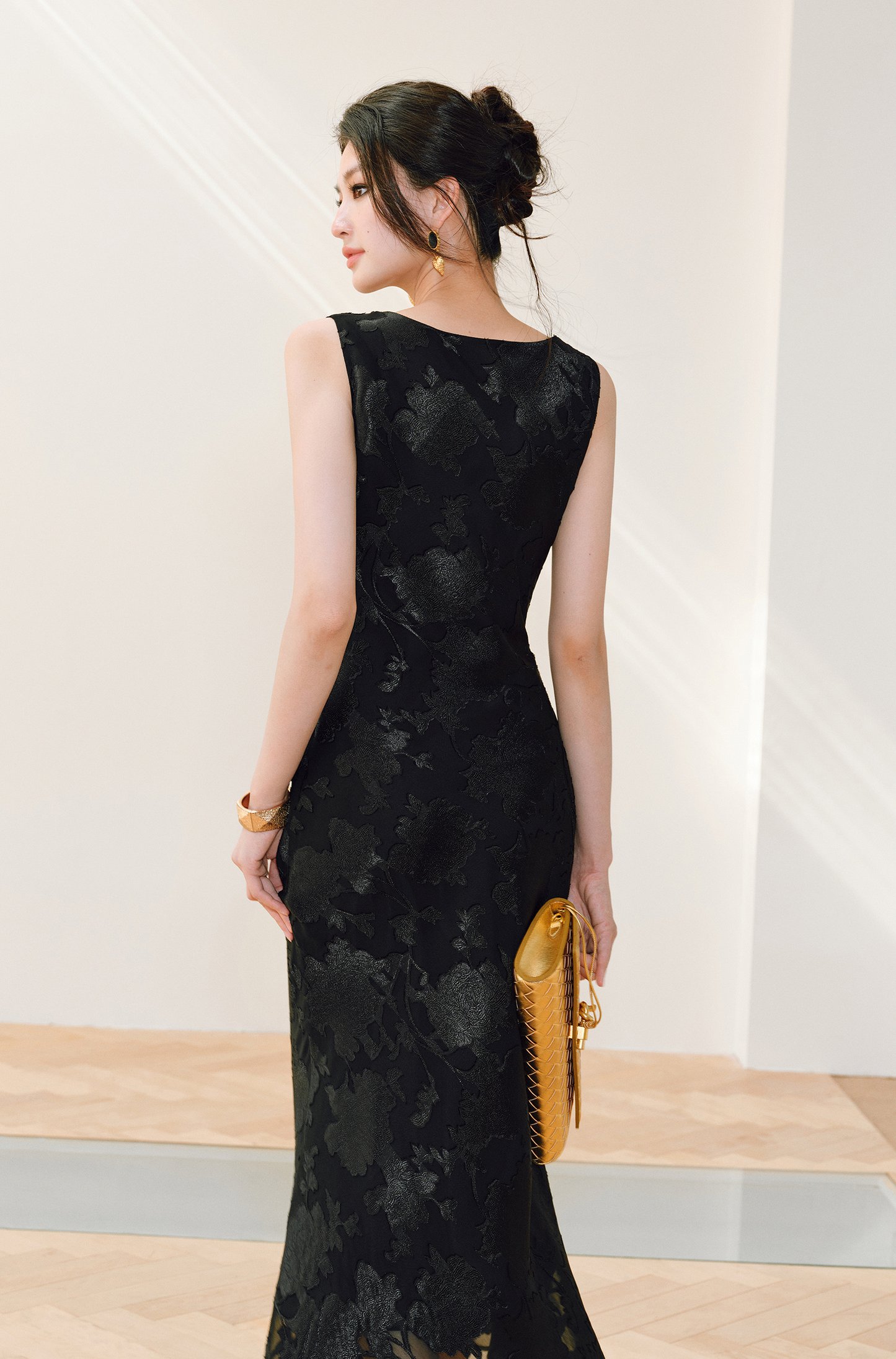 WANGXO |Swing Collar Long Fishtail Dress -CASSIANA.