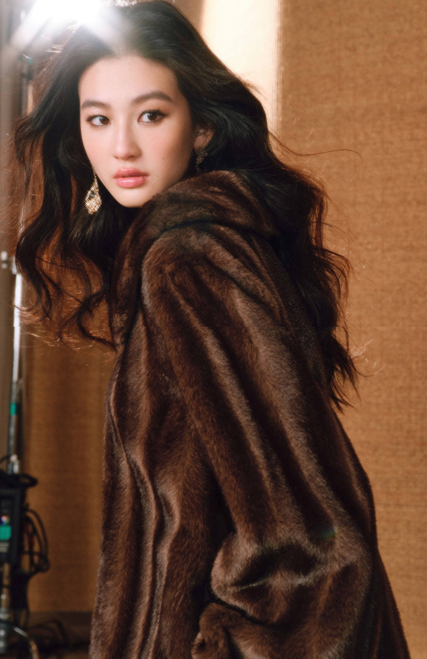 WANGXO | Tibetan Pas-Striped Mink Texture Belted Fur Coat -YUNI.