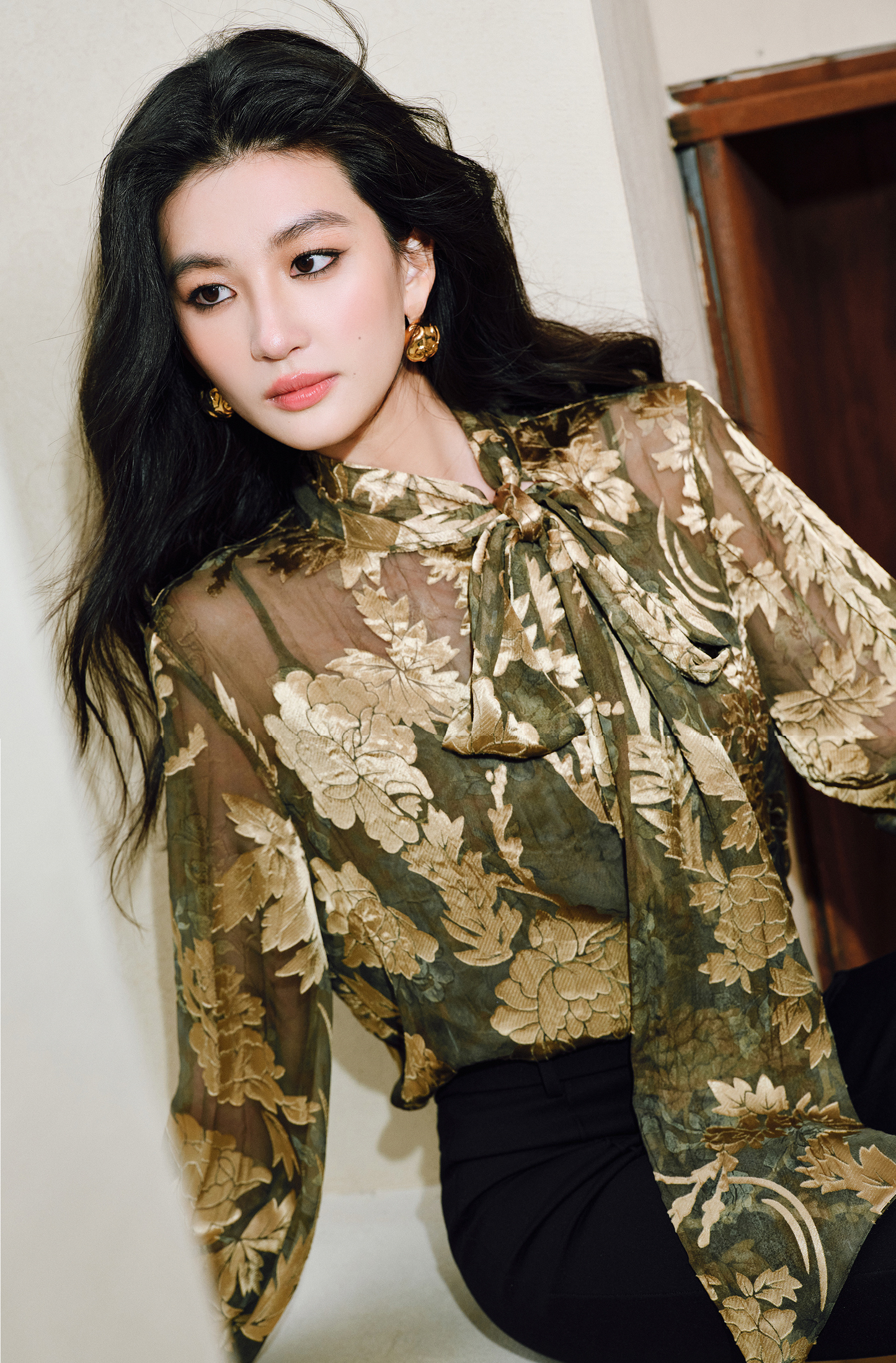 WANGXO | Silk Jacquard Streamer Suspender & Shirt Set -ÉLIA.