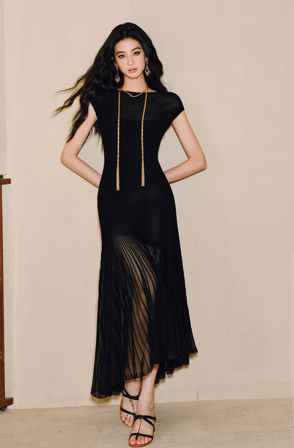 WANGXO | Custom-Woven Silk Organza Panel Sheer Umbrella Hem Dress -YUNI.