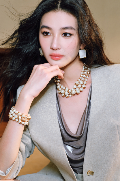 WANGXO Linen Luster Set Light-Luxury Collarless Suit & Micro A-Skirt Old Money Style- LYRAH