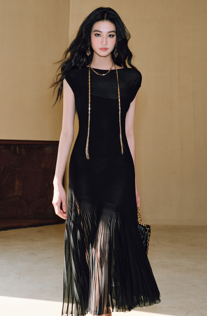 WANGXO | Custom-Woven Silk Organza Panel Sheer Umbrella Hem Dress -YUNI.