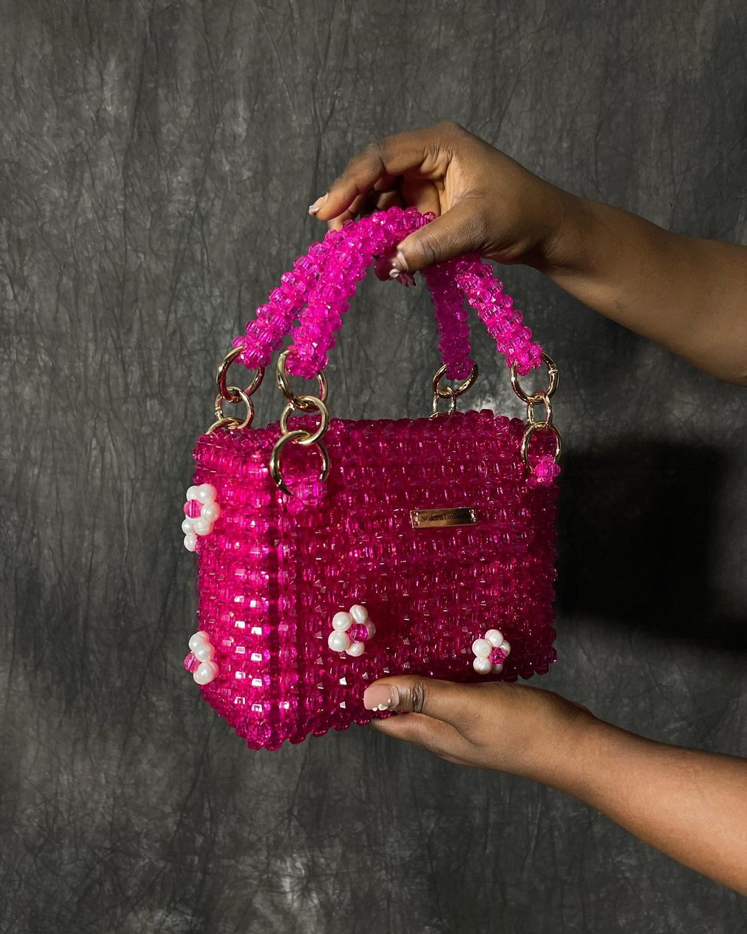 Luxury Handmade pink crystal beaded purse bag -COLETTÉ