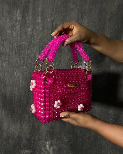 Luxury Handmade pink crystal beaded purse bag -COLETTÉ