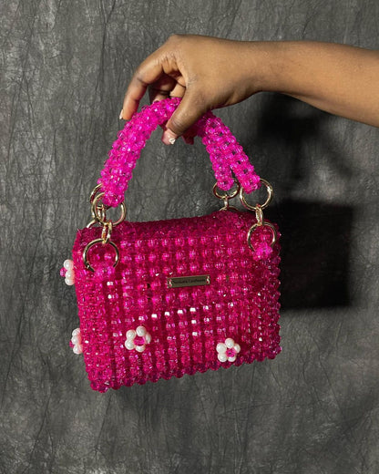 Luxury Handmade pink crystal beaded purse bag -COLETTÉ