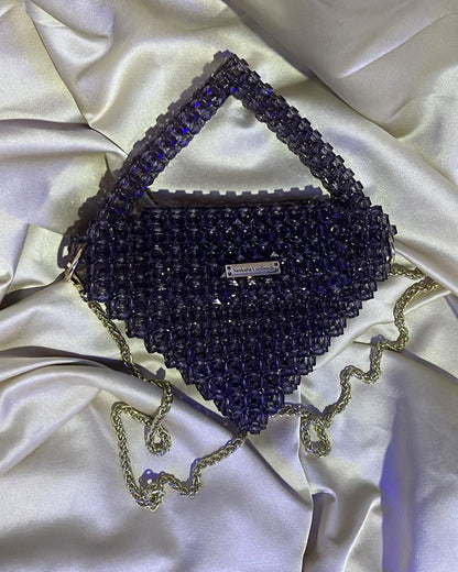 Luxury Handmade Diamond pink black crystal beaded purse bag - CHANNEL