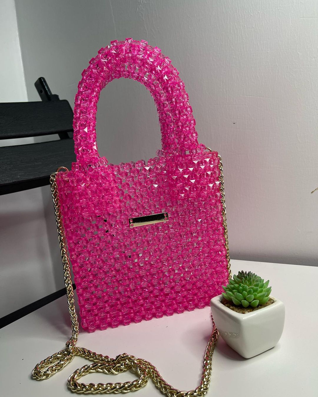 Luxury Handmade multi-colored Pink purple crystal beaded purse bag - The Nelly