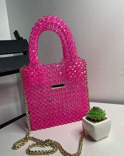 Luxury Handmade multi-colored Pink purple crystal beaded purse bag - The Nelly
