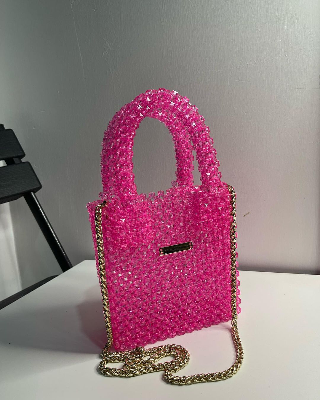 Luxury Handmade multi-colored Pink purple crystal beaded purse bag - The Nelly