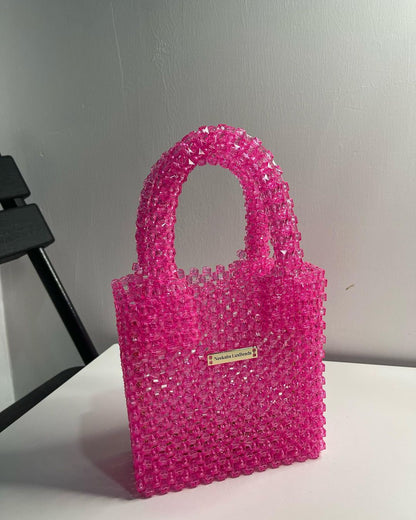 Luxury Handmade multi-colored Pink purple crystal beaded purse bag - The Nelly