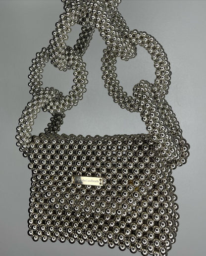 Luxury Handmade Silver Gray pearl beaded purse bag - JOVI