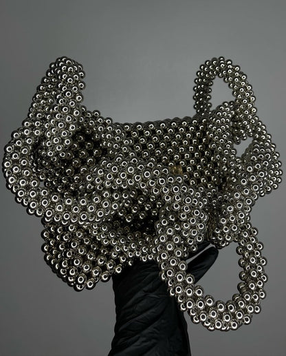 Luxury Handmade Silver Gray pearl beaded purse bag - JOVI