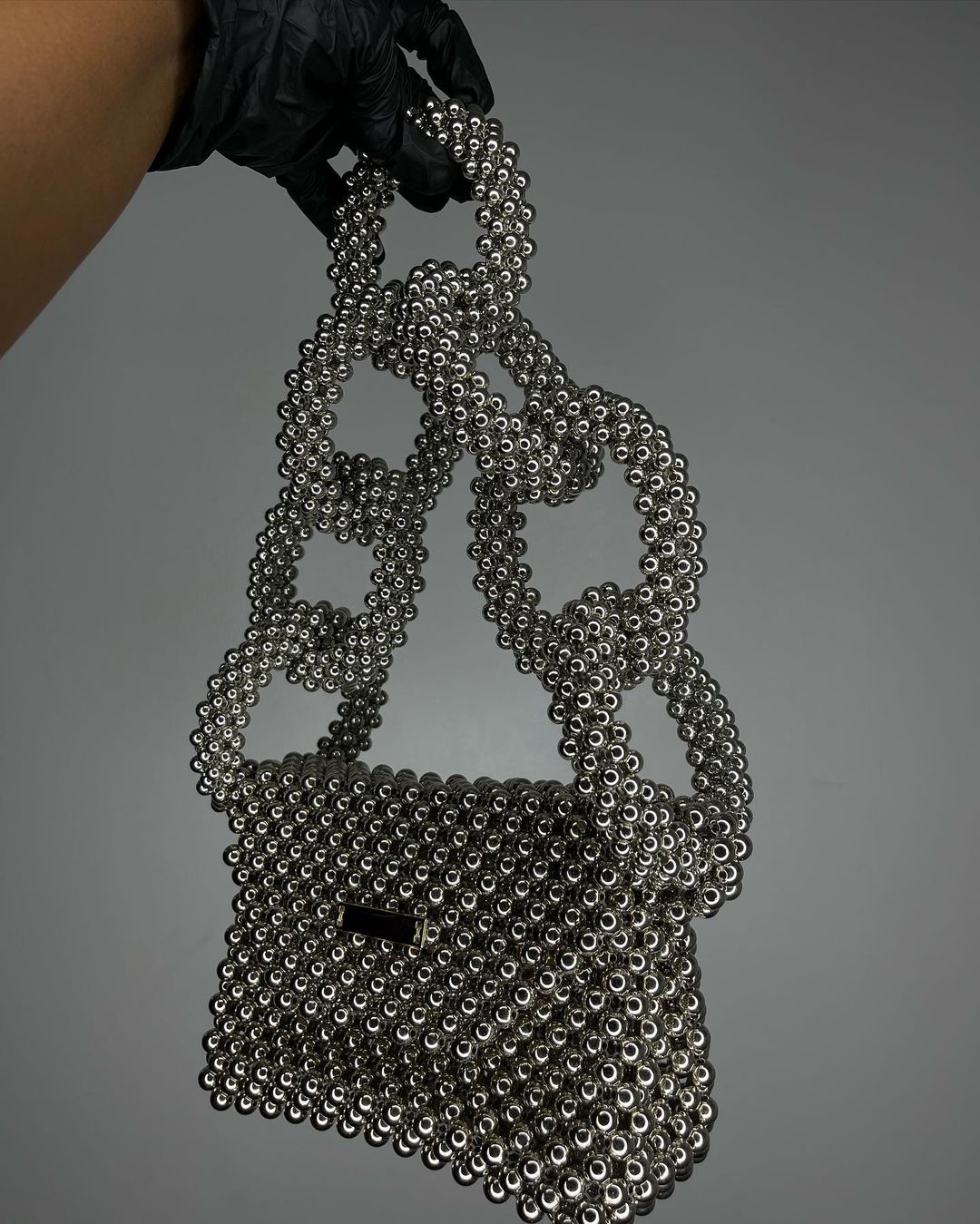 Luxury Handmade Silver Gray pearl beaded purse bag - JOVI