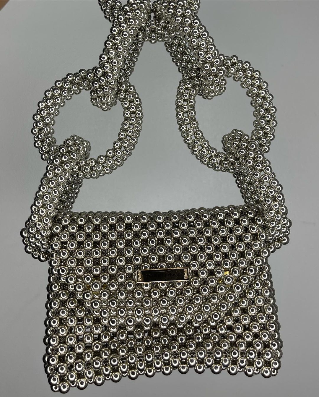 Luxury Handmade Silver Gray pearl beaded purse bag - JOVI