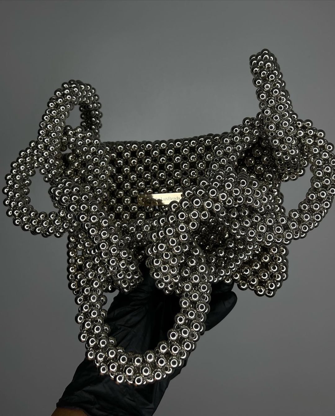 Luxury Handmade Silver Gray pearl beaded purse bag - JOVI