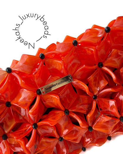 Luxury Handmade Burnt orange flat beaded purse bag - KIKI