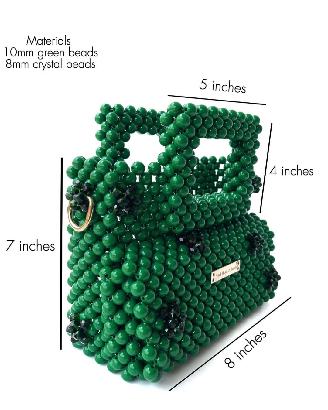 Luxury Handmade Green Pear Beaded purse bag -TILLY