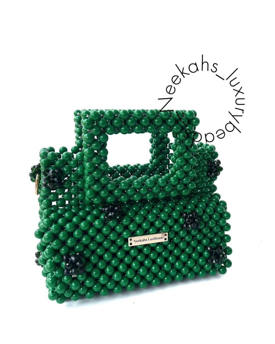 Luxury Handmade Green Pear Beaded purse bag -TILLY