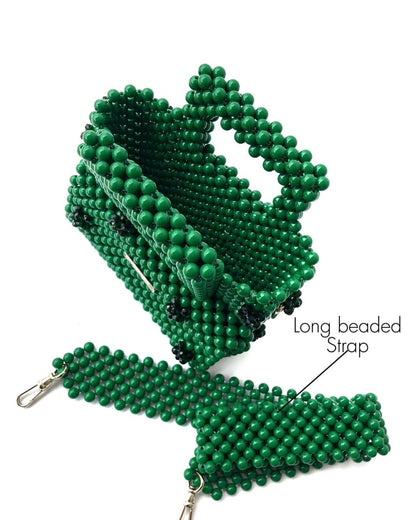 Luxury Handmade Green Pear Beaded purse bag -TILLY