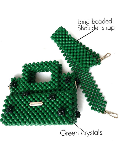 Luxury Handmade Green Pear Beaded purse bag -TILLY