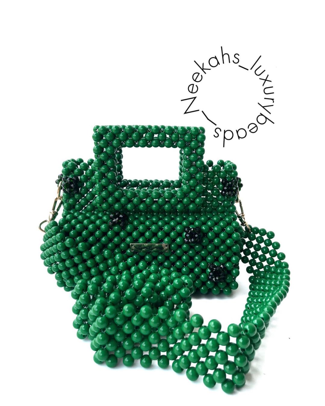 Luxury Handmade Green Pear Beaded purse bag -TILLY