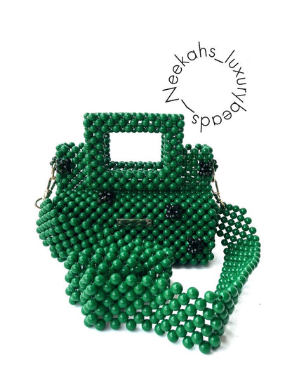 Luxury Handmade Green Pear Beaded purse bag -TILLY