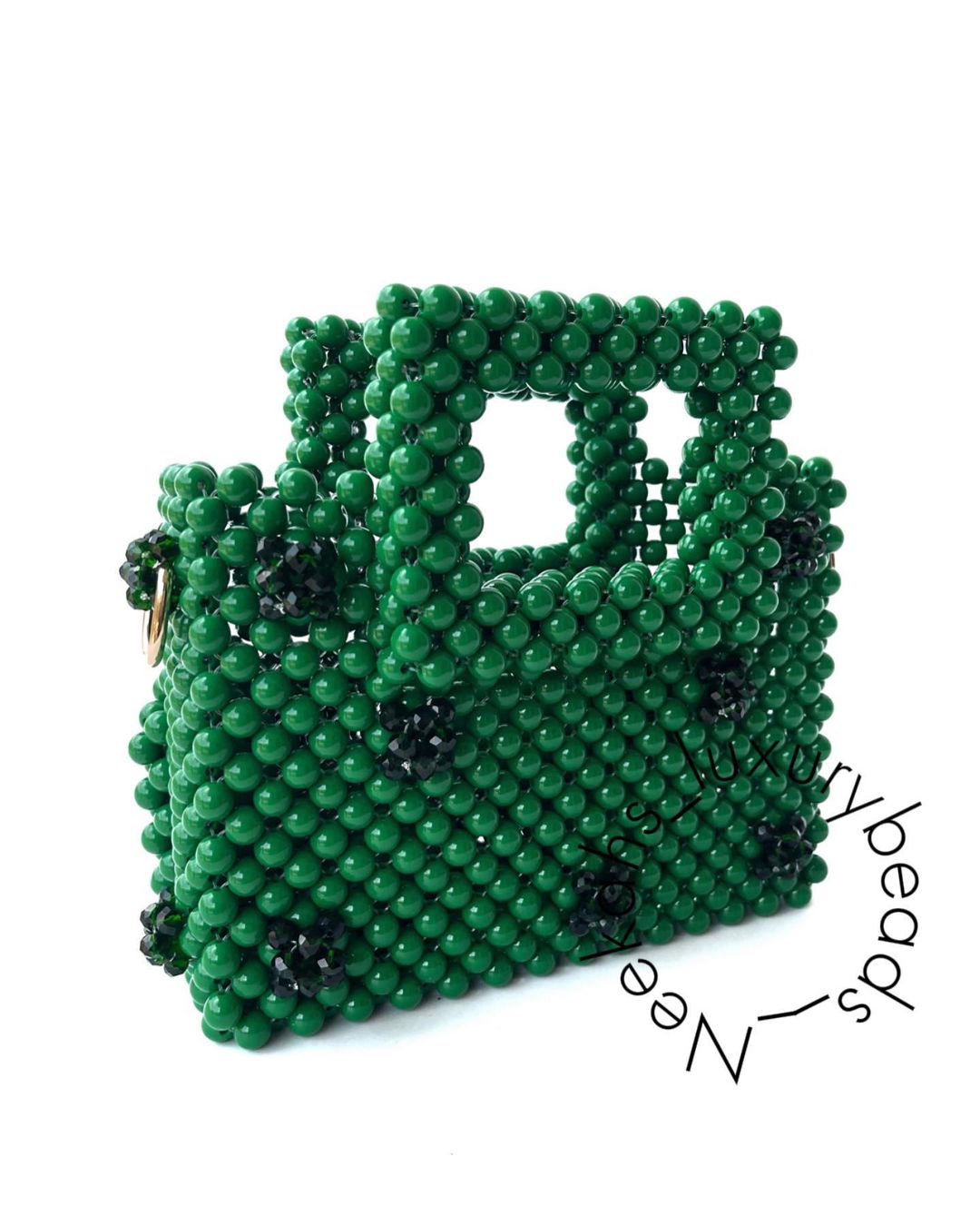 Luxury Handmade Green Pear Beaded purse bag -TILLY