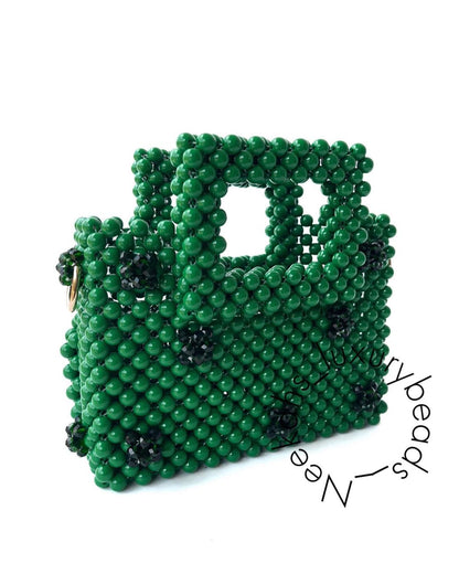 Luxury Handmade Green Pear Beaded purse bag -TILLY