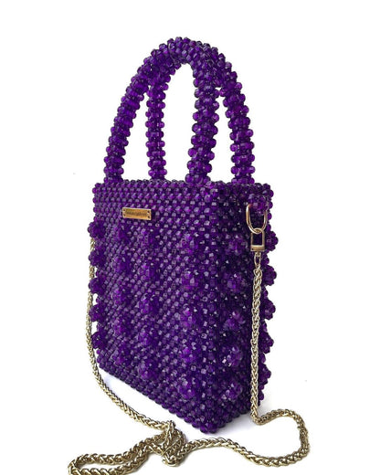 Luxury Handmade multi-colored Pink purple crystal beaded purse bag - The Nelly