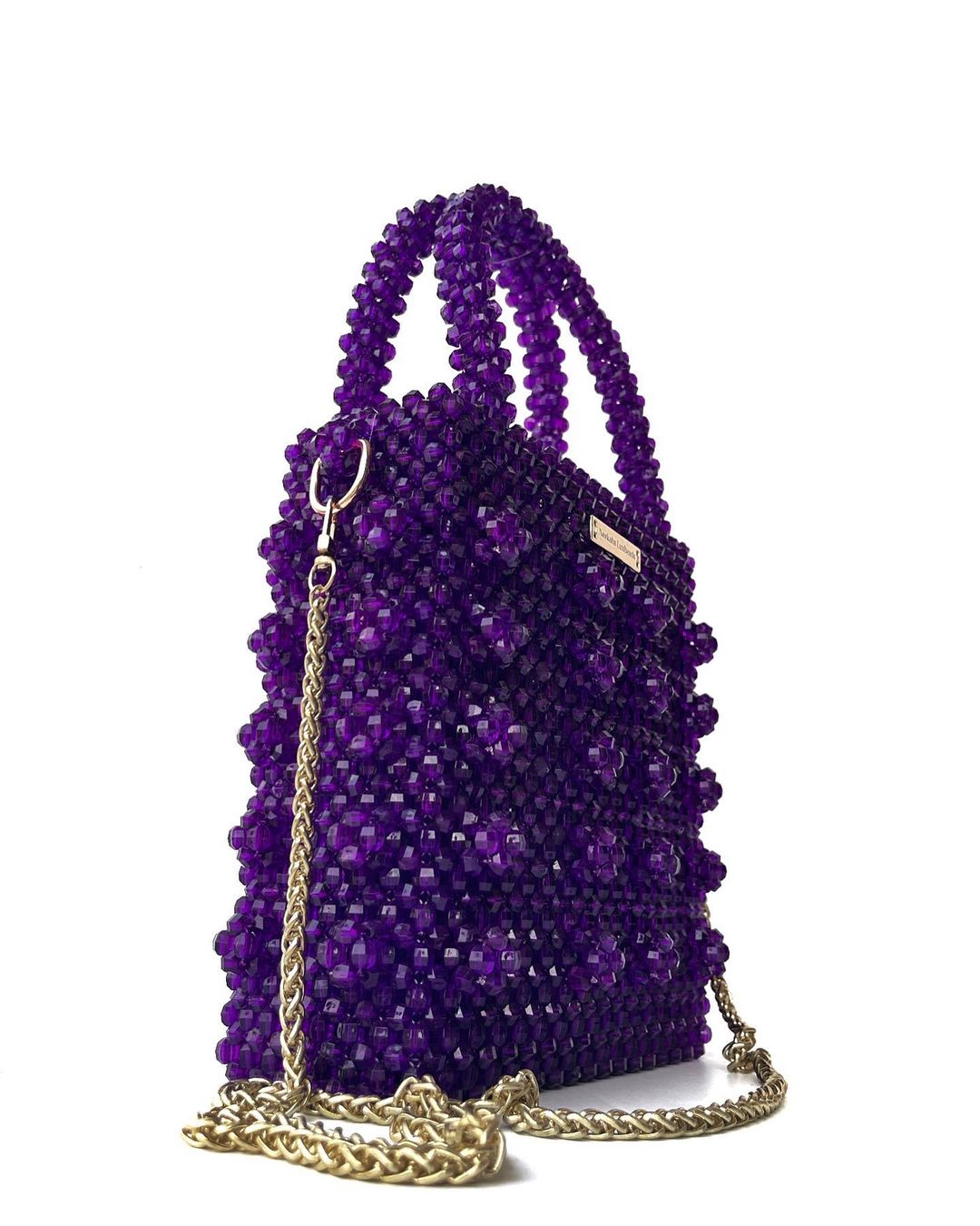 Luxury Handmade multi-colored Pink purple crystal beaded purse bag - The Nelly
