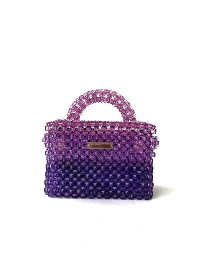 Luxury Handmade burnt orange brown purple crystal beaded purse bag - Premium Chic