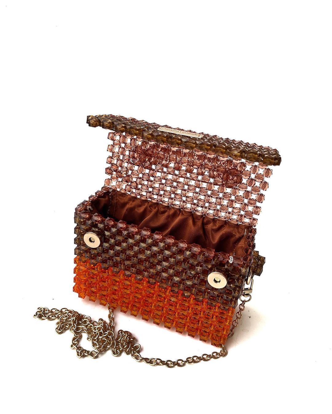 Luxury Handmade burnt orange brown purple crystal beaded purse bag - Premium Chic