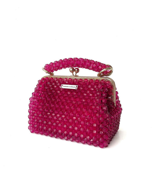 Luxury Handmade Silver Gray pearl beaded purse bag - NEEKAH