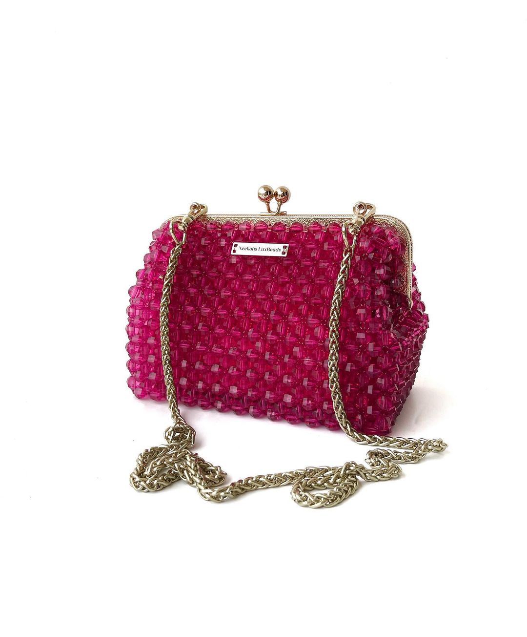 Luxury Handmade Silver Gray pearl beaded purse bag - NEEKAH