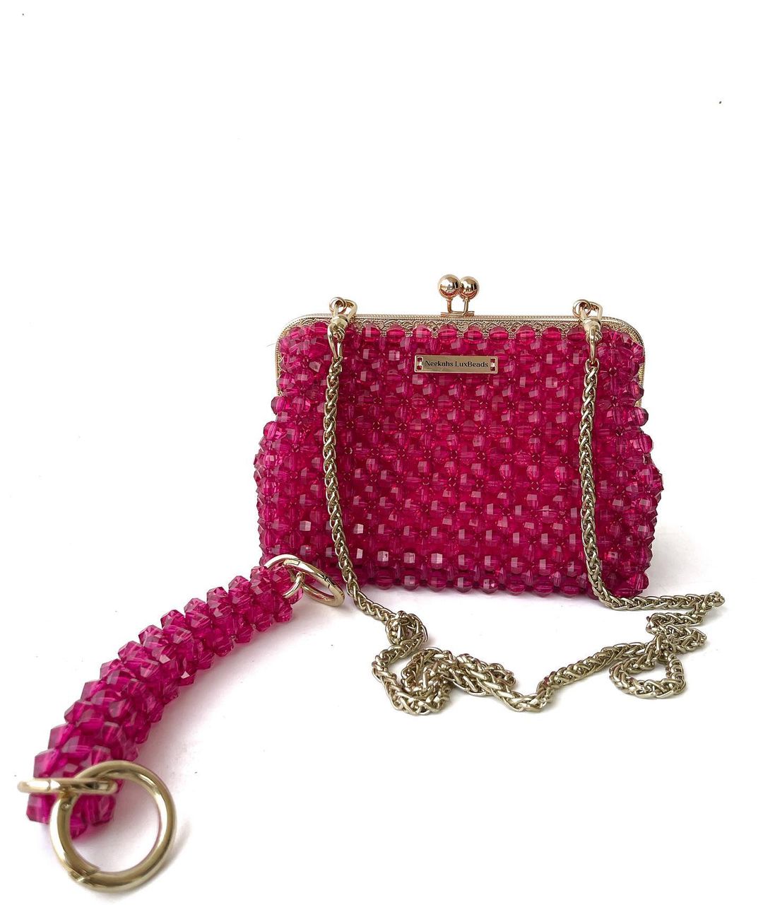 Luxury Handmade Silver Gray pearl beaded purse bag - NEEKAH