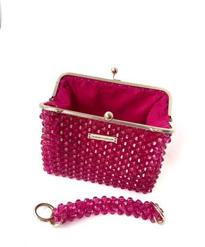 Luxury Handmade Silver Gray pearl beaded purse bag - NEEKAH