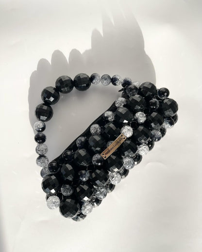 Luxury Handmade Large crystal ball beaded purse bag - LOREN Red