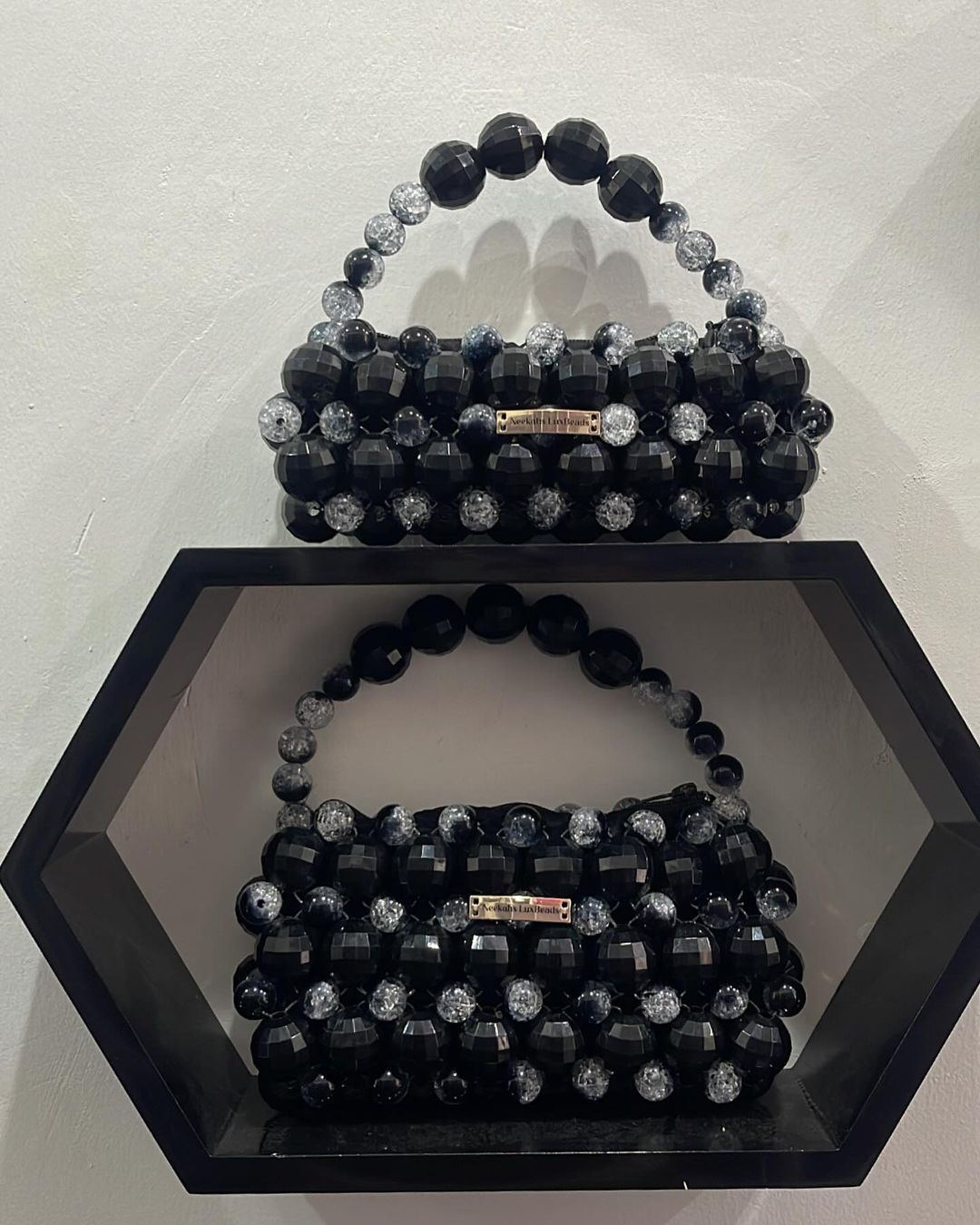 Luxury Handmade Large crystal ball beaded purse bag - LOREN Red