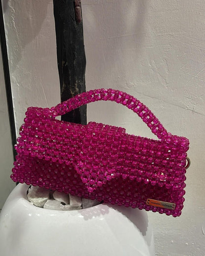 Luxury Handmade fern green crystal beaded purse bag - JACQUEMUS